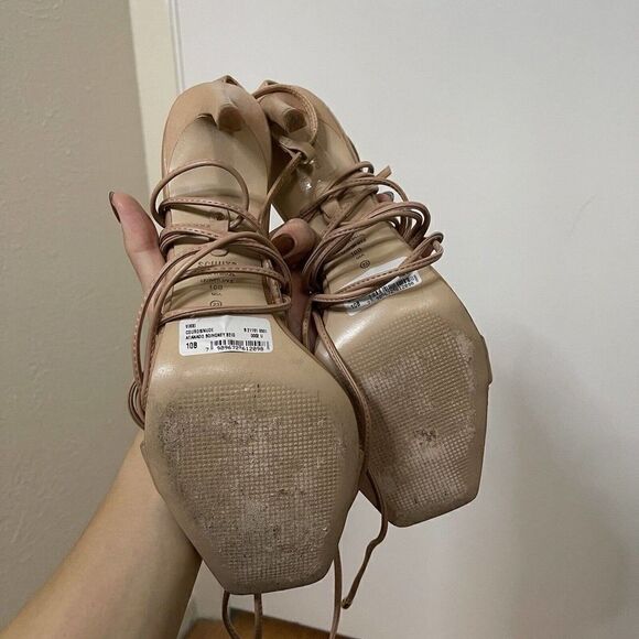 SCHUTZ Tan Strappy Stiletto wrap up heels size US 10 - Picture 6 of 9